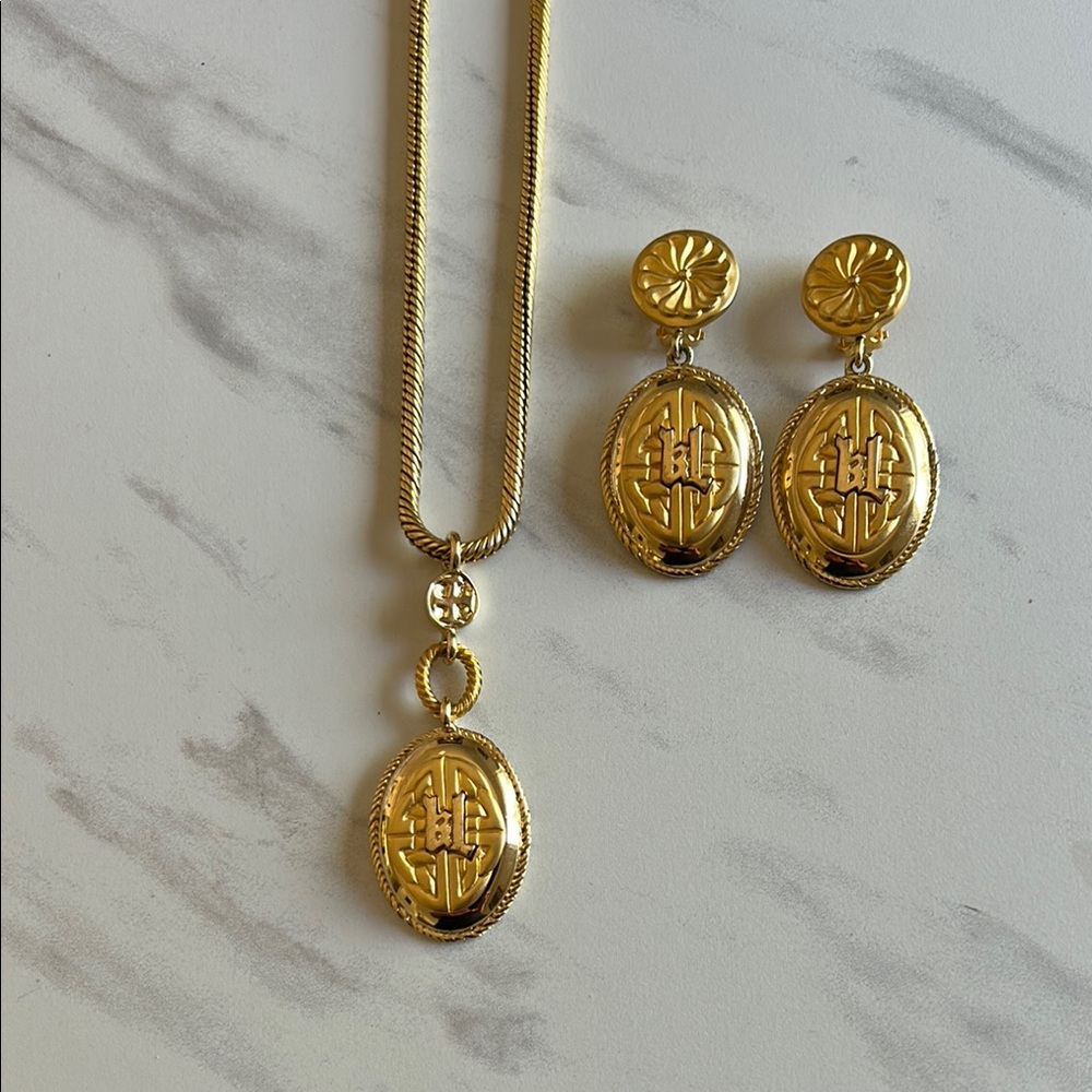 Karl Lagerfeld Gold Vintage Necklace and Earrings
